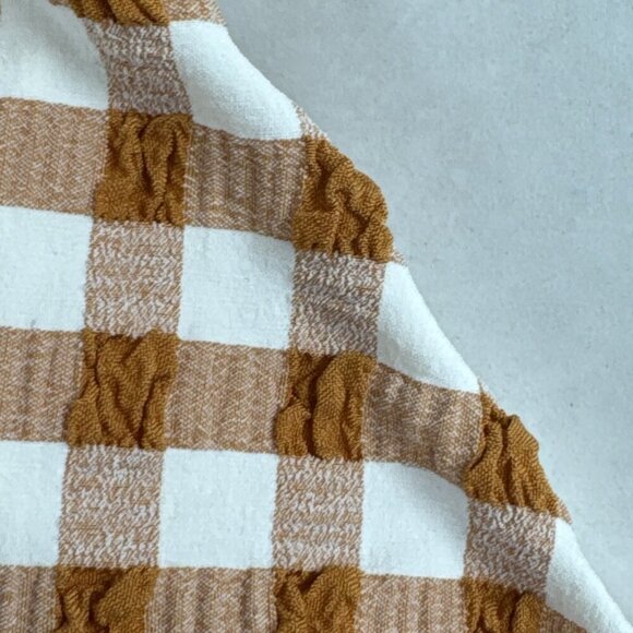 Andie Women's XL Amor Swim Top Textured Sparrow Caramel Gingham Plaid NWT - Picture 8 of 16